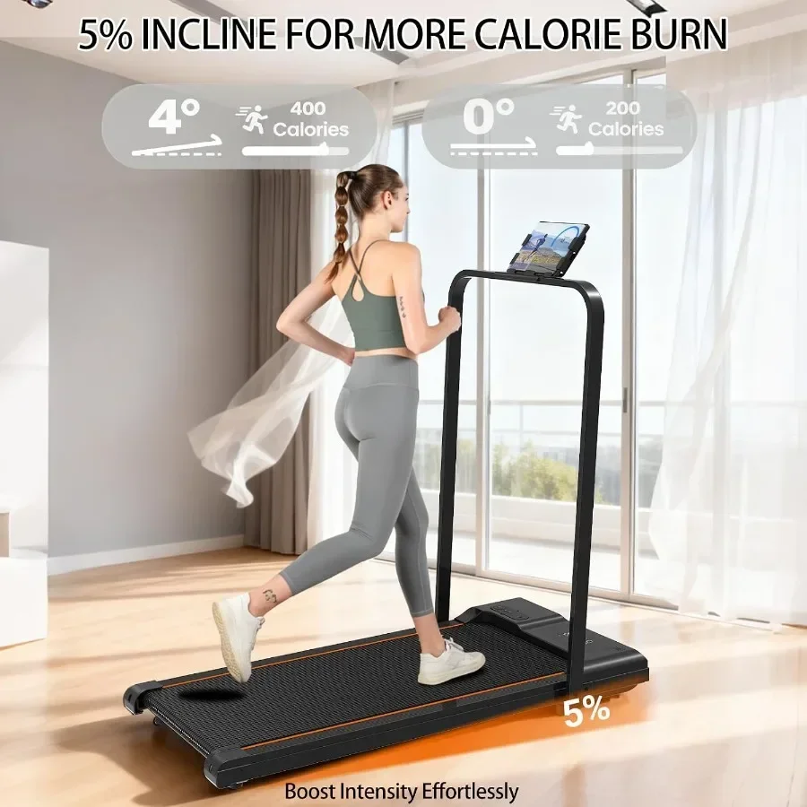 Electric Incline Treadmill for Home and Office Workouts: Steel Frame, Black Finish, Foldable Design with Quiet Motor