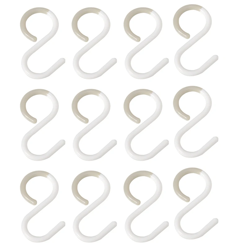 12Pack  S Hooks Rack Hanger S Shaped Hooks Hanging Flexible Neck For Easy Twist For Kitchen Bathroom White