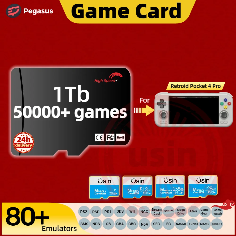 

Game Card For Retroid Pocket 4 Pro Memory TF Retro Games PS2 PSP 3DS Android Handheld Gaming Console Gaming SD Cards Pegasus G