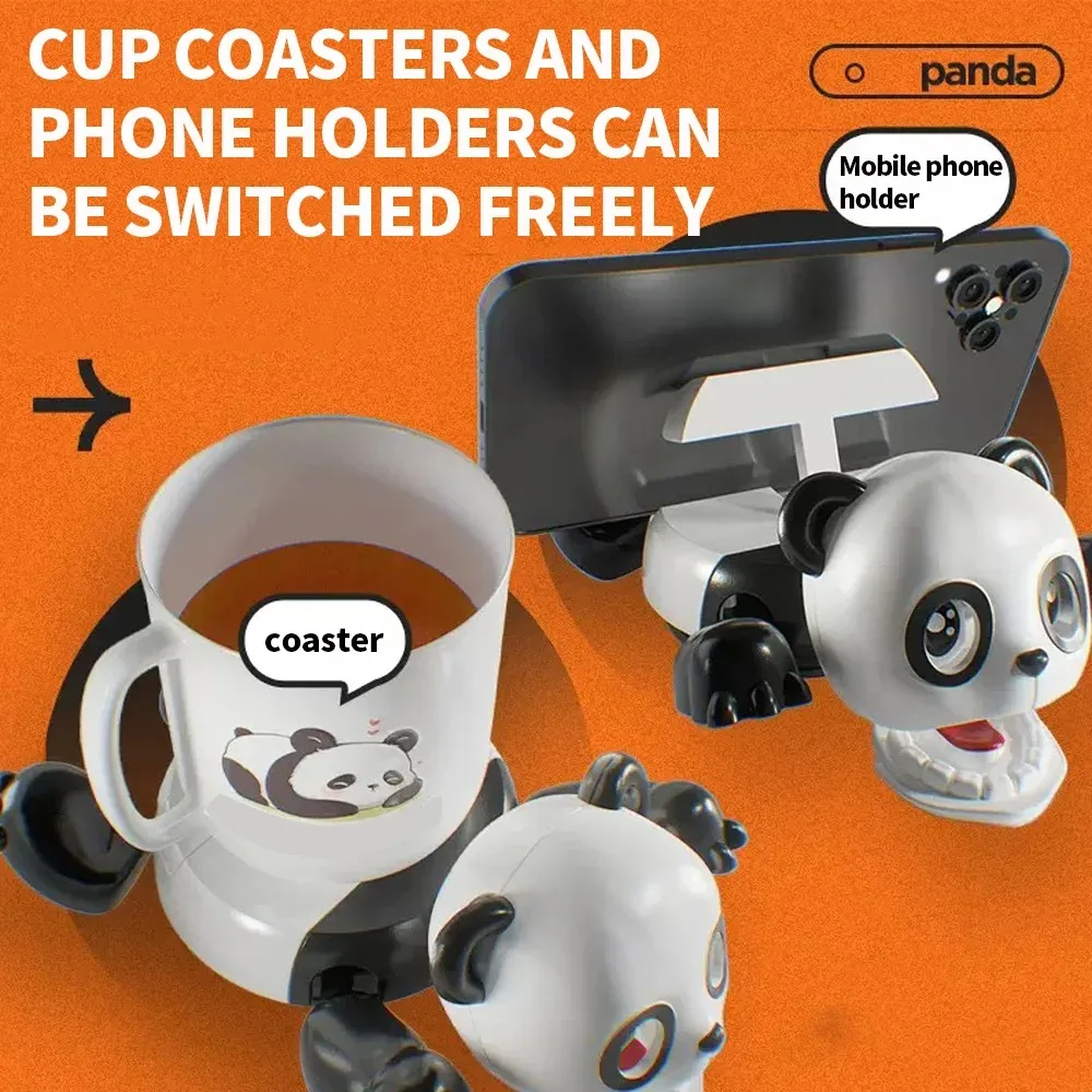 

2in1 Frightened Stared Panda Coaster Portable Pressing Surprise Eye Gazing Drink Coasters Table Decoration Multi-function