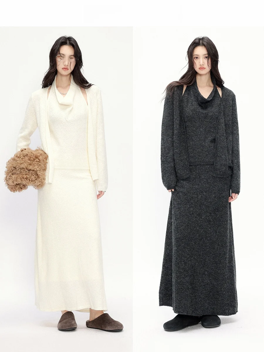 

Комплект CHACHA Nordic Blogger Design: вязаная юбка А-силуэта с высокой талией и повседневный топ с длинными рукавами