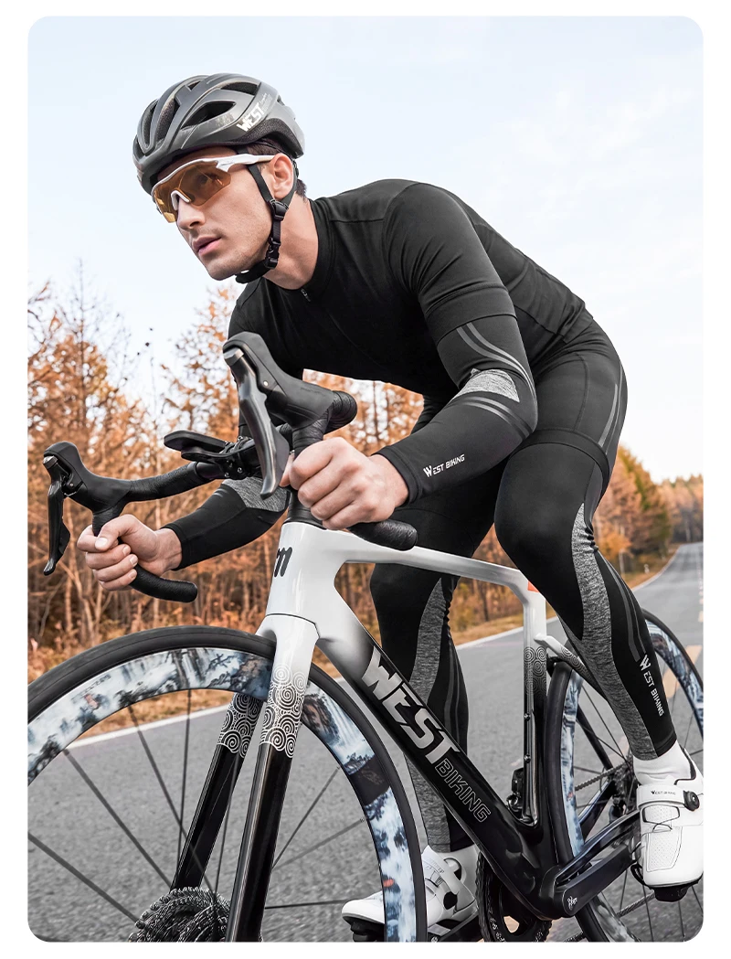 WEST BIKING Fahrrad-Beinwärmer und Armstulpen-Set, Fleece-Thermo-Winter-Fahrrad-Beinkompressionsabdeckungen, Rutschfeste MTB-Rennrad-Ausrüstung – Detail 15