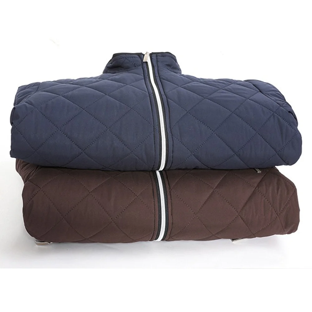 سترة شتوية للرجال بياقة واقفة 85 بوليستر 15 سباندكس مبطنة بالصوف وبطانة قطيفة وأكمام طويلة بتصميم بسيط سترة قطيفة #5