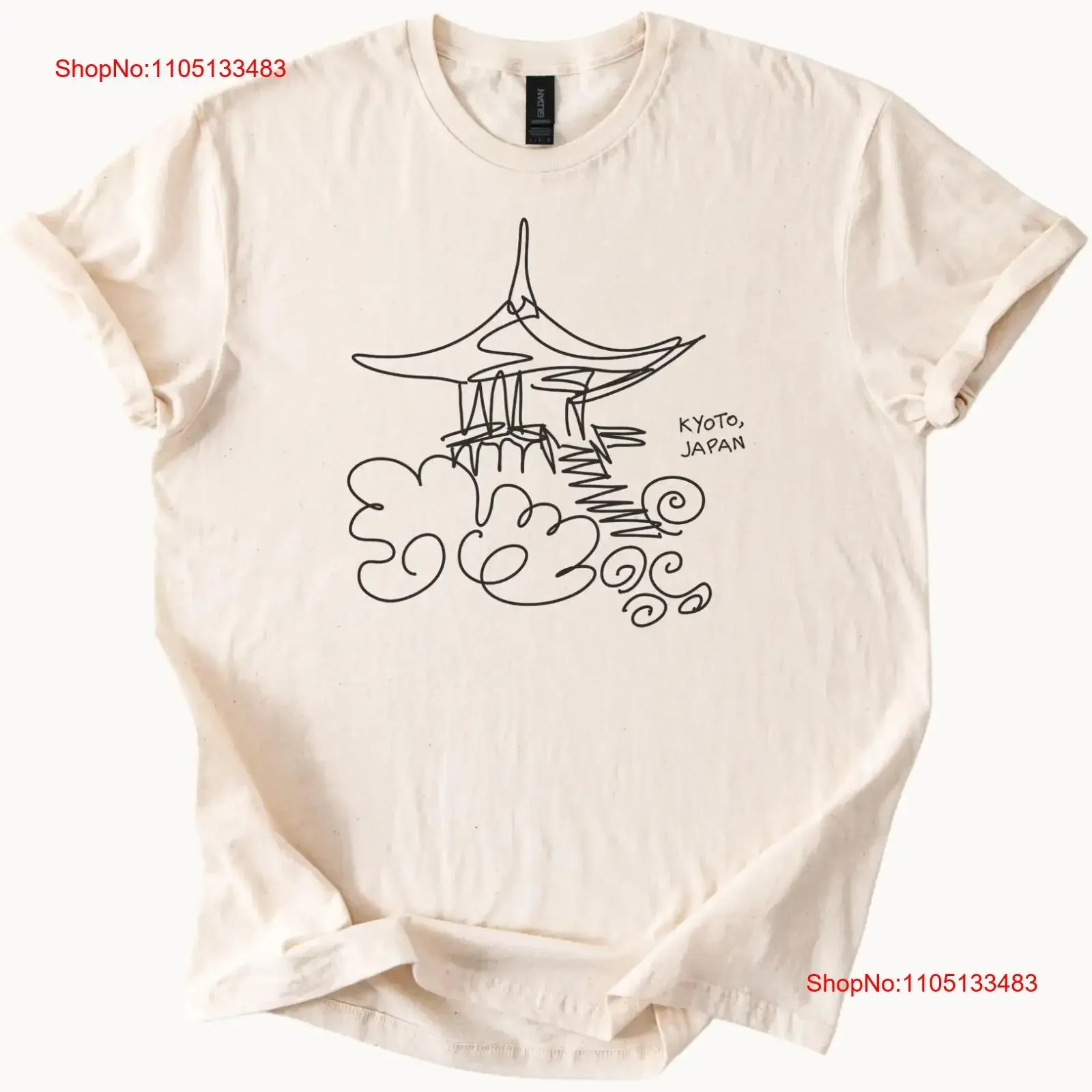 كيوتو اليابان معبد تي شيرت العمارة الآسيوية خمر غسلها قليلا أوم تنفس امتدت أنيق الشارع الشهير #1