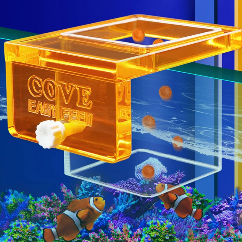 COVE-Acrylic Square Feeding Ring for Aquarium, Easy Feed Fish Feeder, Good-looking Feeder