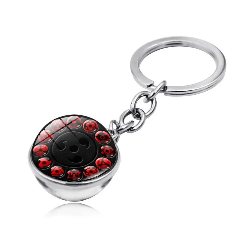 Naruto Cartoon Keychian Uchiha Sharingan Anime Action Figures Sasuke Eye Double Sided Glass Ball Keychain Pendant Toys Gifts