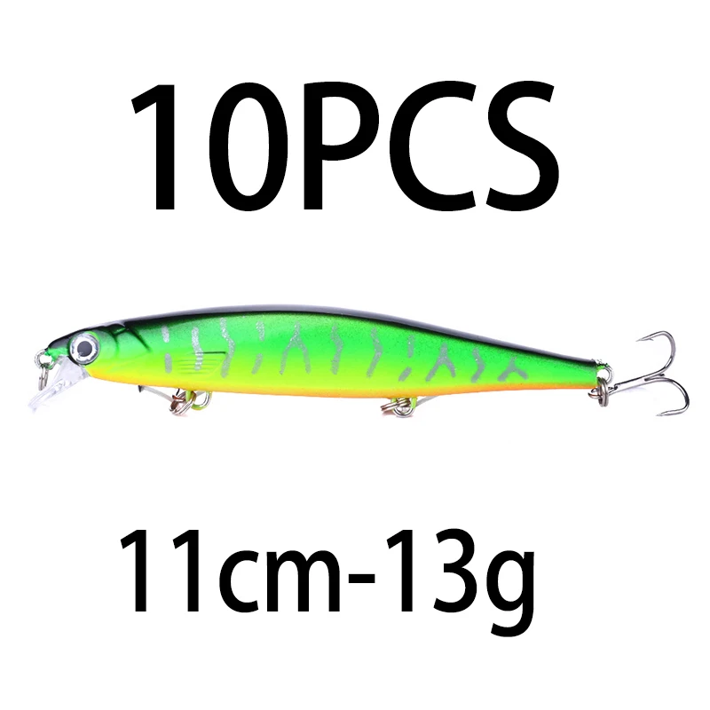 1 Stück Minnow Trolling Angelköder Laser-Hartköder 3D-Augen 11cm 13g Wobbler für Barsch, Hecht, Wolfsbarsch, Sinkender Jerkbait