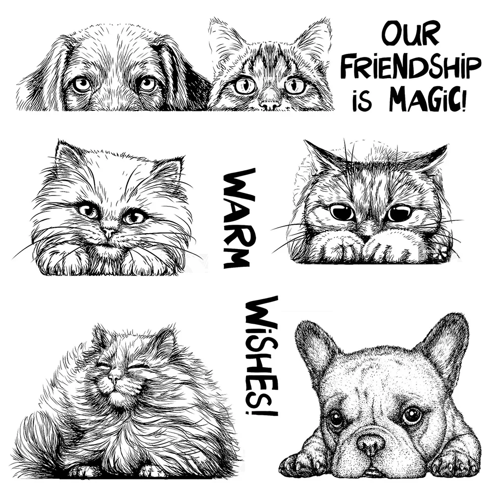 

Dogs Cats Transparent Stamps Clear Stamps Seal for DIY Scrapbooking Card Making Photo Album Crafts Decoration Stamps