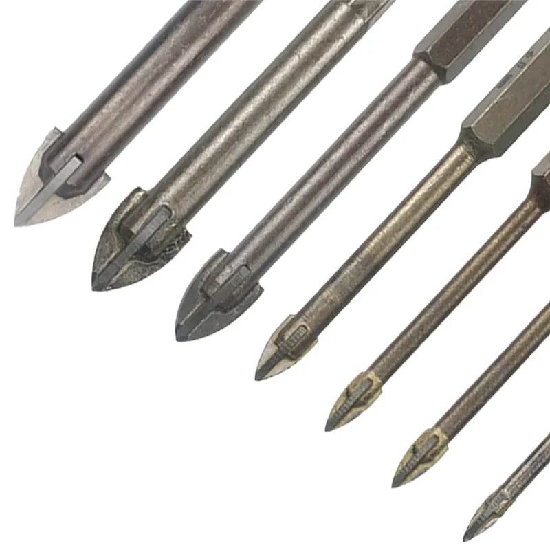 A61Z Deals Tile Drill Bit Concrete Cement Drill Bit Multi-Function Punch Hole Opener Four-Edged Triangular Drill Bit Set Carbide