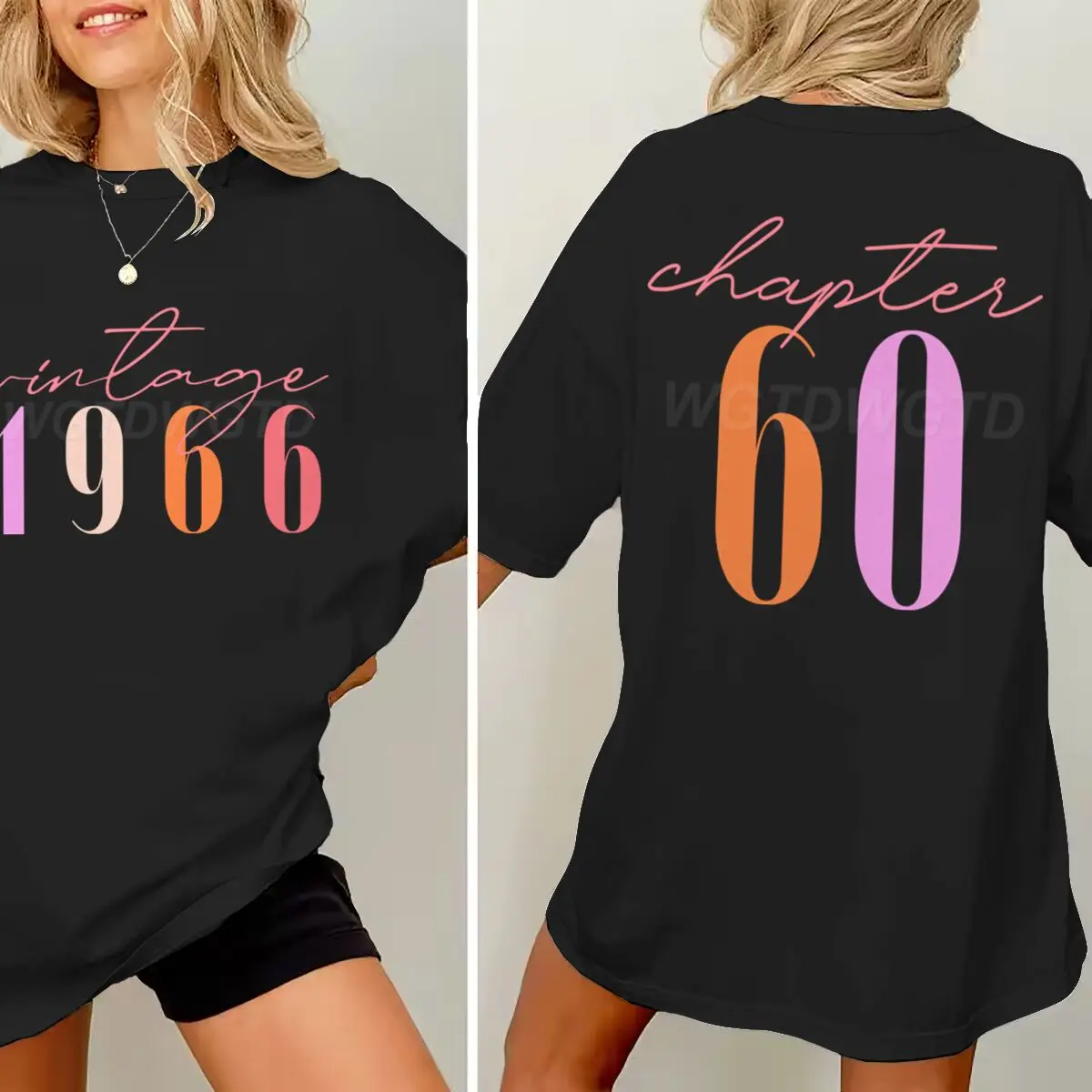 

Classic 1966 Graphic Print Fashion Women's T Shirts Vintage 60th Birthday Women Aesthetic T-shirts 60th Ladies Casual Tee Shirts