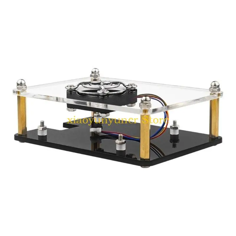 

P9JB Case for RaspberryPi5 Transparent Acrylic Cover Case Enclosure Cooling Fan Case