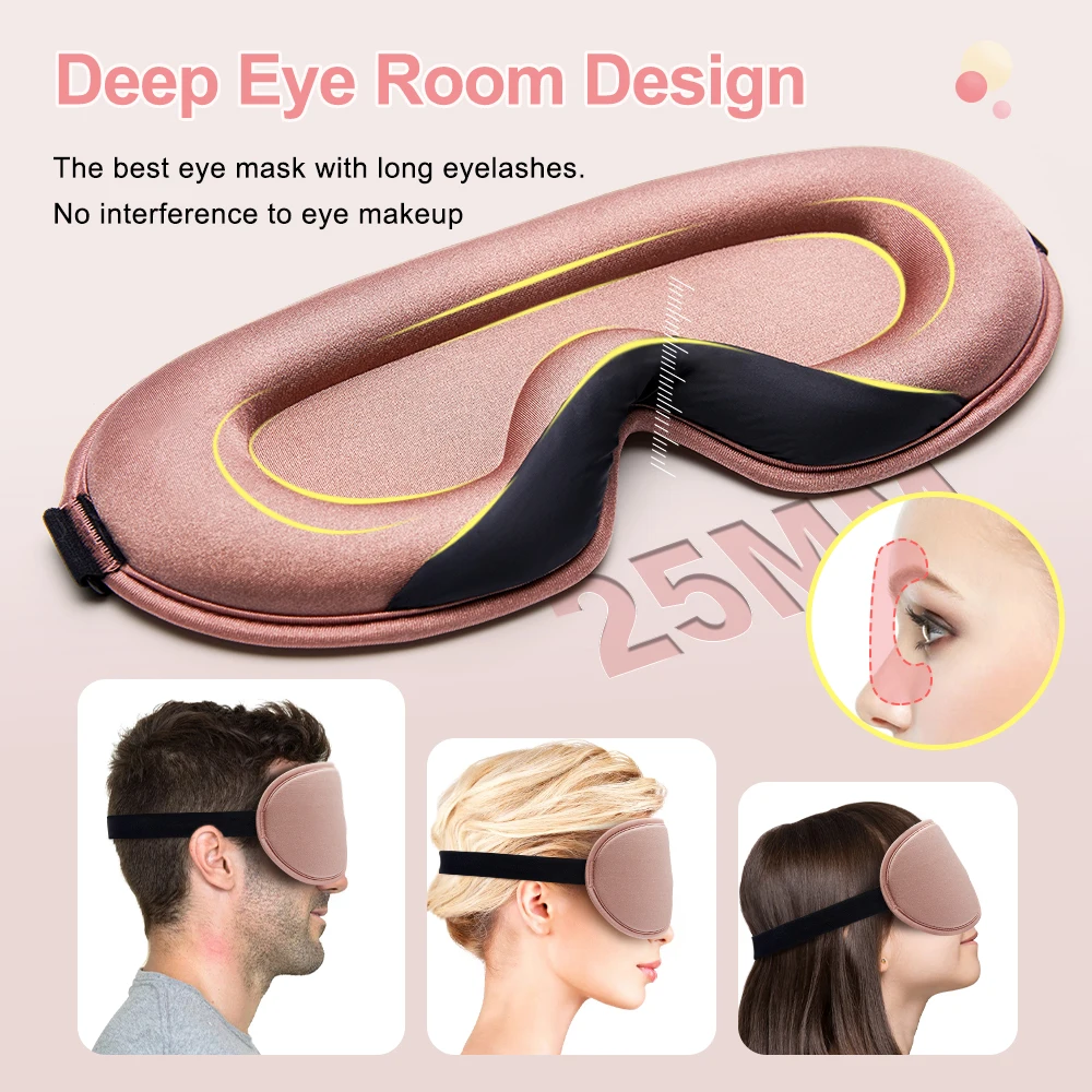 3D Memory Foam Silk Sleeping Mask Eye Patches Breathable Lightproof Comfortable Sleep Mask for Eyes Suitable for Home Travel Nap