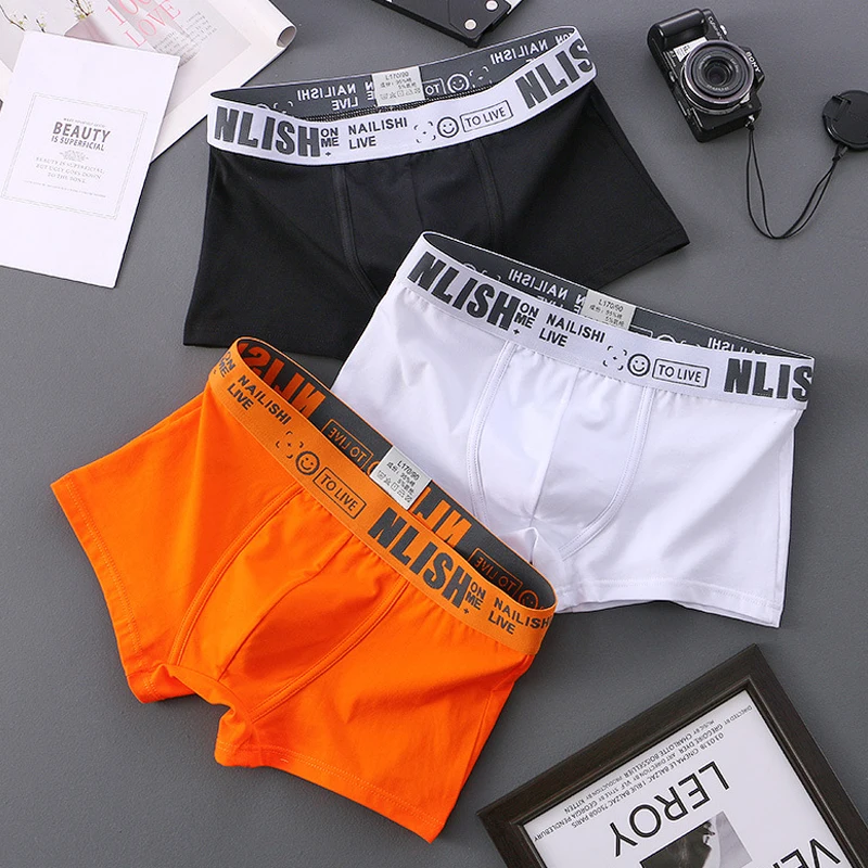 [Bloom the love] Brand Solid 3pcs Boxer Men Underwear Cotton New Boxershort Mens Boxers Man Cuecas Masculina Size M-3XL nl-112