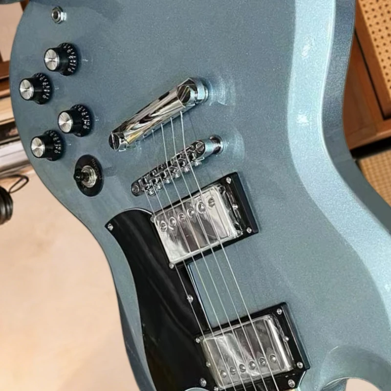 

Электрогитара Sky Blue SGS Style с грифом из палисандра и корпусом из красного дерева, инструмент для семейного пения и игры, бесплатная доставка