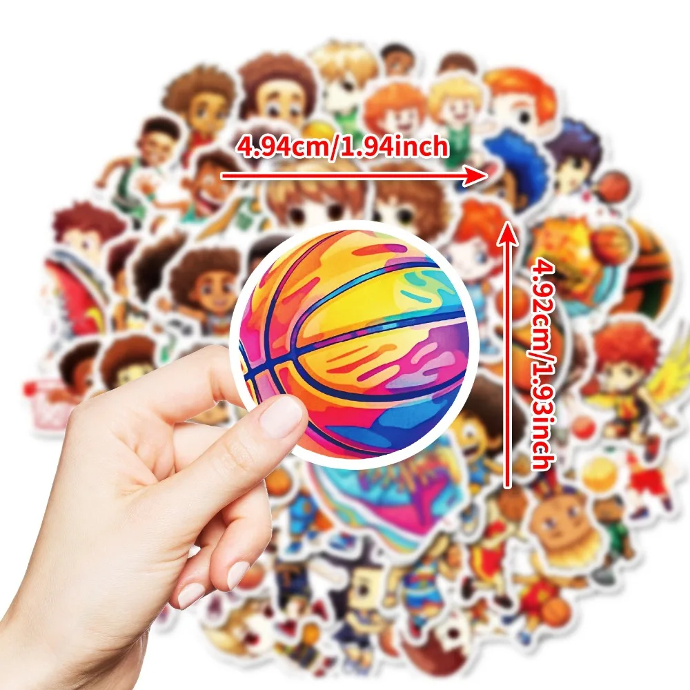 10/50Pcs Basketball Boy Decorative Stickers Decal Kids Toy Laptop Luggage Phone Skateboard Kids DIY Cartoon Sticker Toy Packs