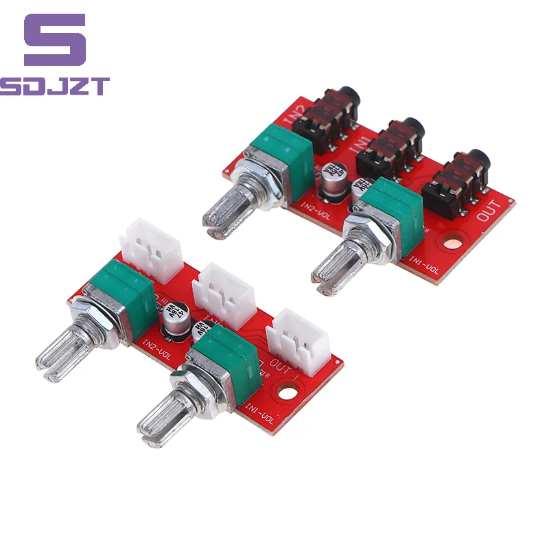Dual Channel Stereo Audio Mixer Passive Signal Mixing Board 2 Input 1 Output Sound Equipment