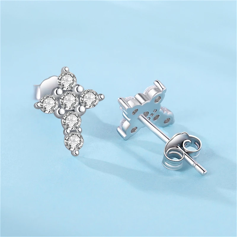 Real 925 Sterling Silver Stud Earrings zircon Infinite symbol For Women Fashion Exquisite Student Girlfriend Jewelry Accessories