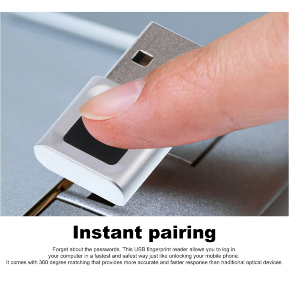 A01F-Silver USB Fingerprint Reader USB Fingerprint Reader Module Hello Fingerprint Dongle For Windows 10/11 Laptops