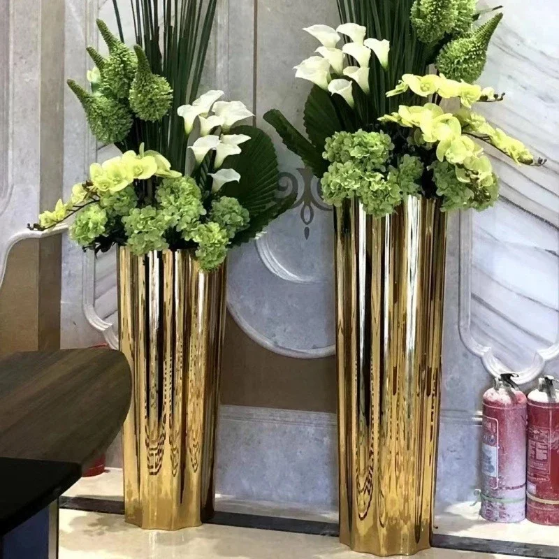 Home Decoration Luxury Flower Pot Flower Pot Modern Hotel Gold Large Flower Pot/Garden Living Room Large Gold Floor Vase