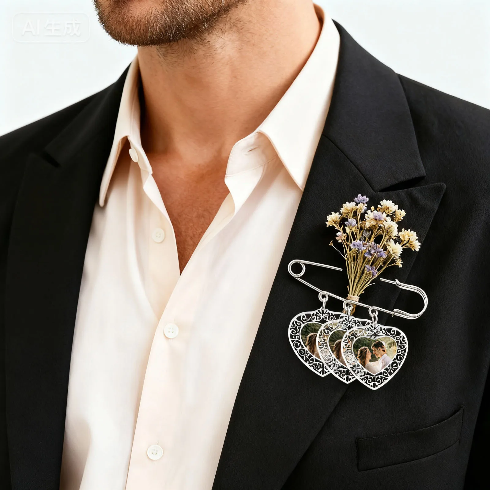 

Vnox Personalized Photo Custom Brooch, Geometric Art Brooches, Backpack Clothing Pins Wedding Party For Women Men