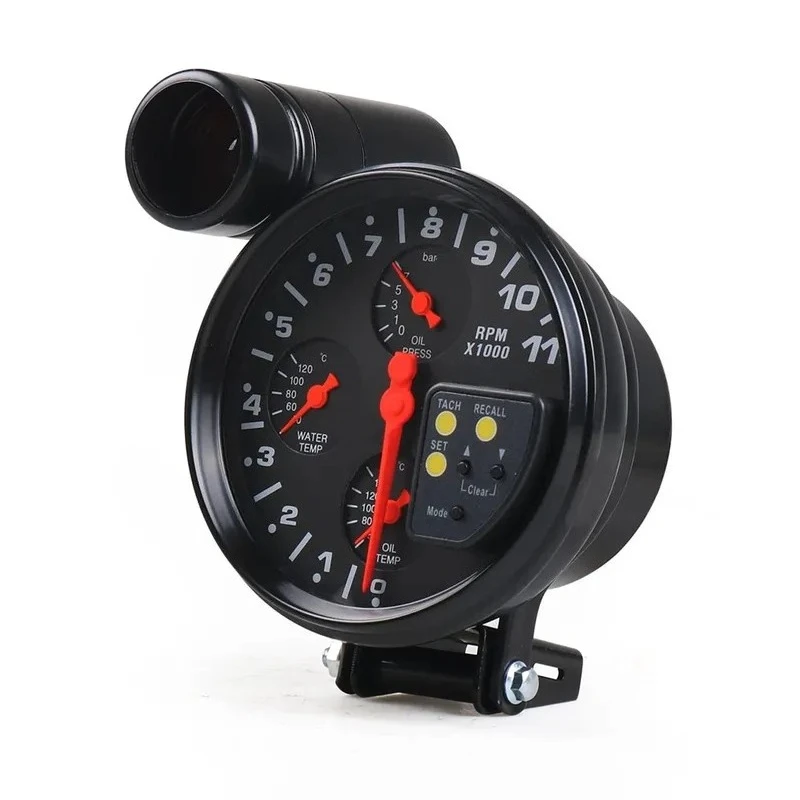 for Universal 5 Inch 4 in 1 Car Gauge Tachometer Water Temp Oil Temp Oil Pressure Meter with Shift Light Auto Modification