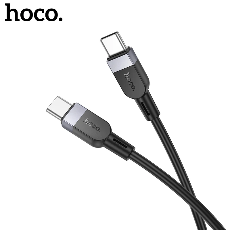 HOCO 60W USB C to C Silicone Fast Charging Cable For iPhone 16/15 Por Max 3A Durable Phone Wired Cord For Samsung S23 1M/2M/3M