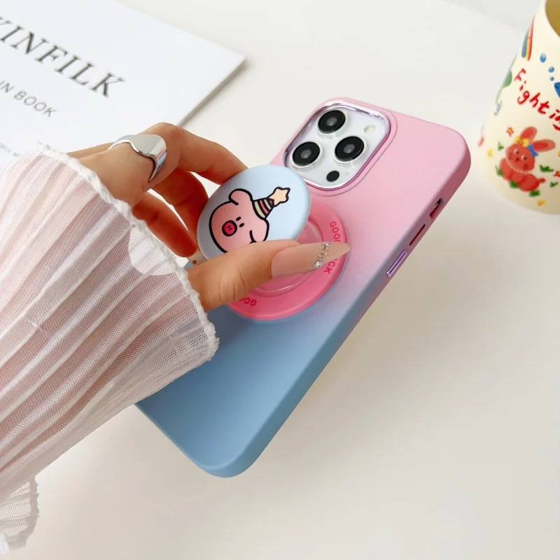 Simpatico cartone animato coreano per impugnatura magnetica per telefono Magsafe Tok Griptok supporto per iPhone 16 supporto per anello pieghevole per custodia di ricarica wireless