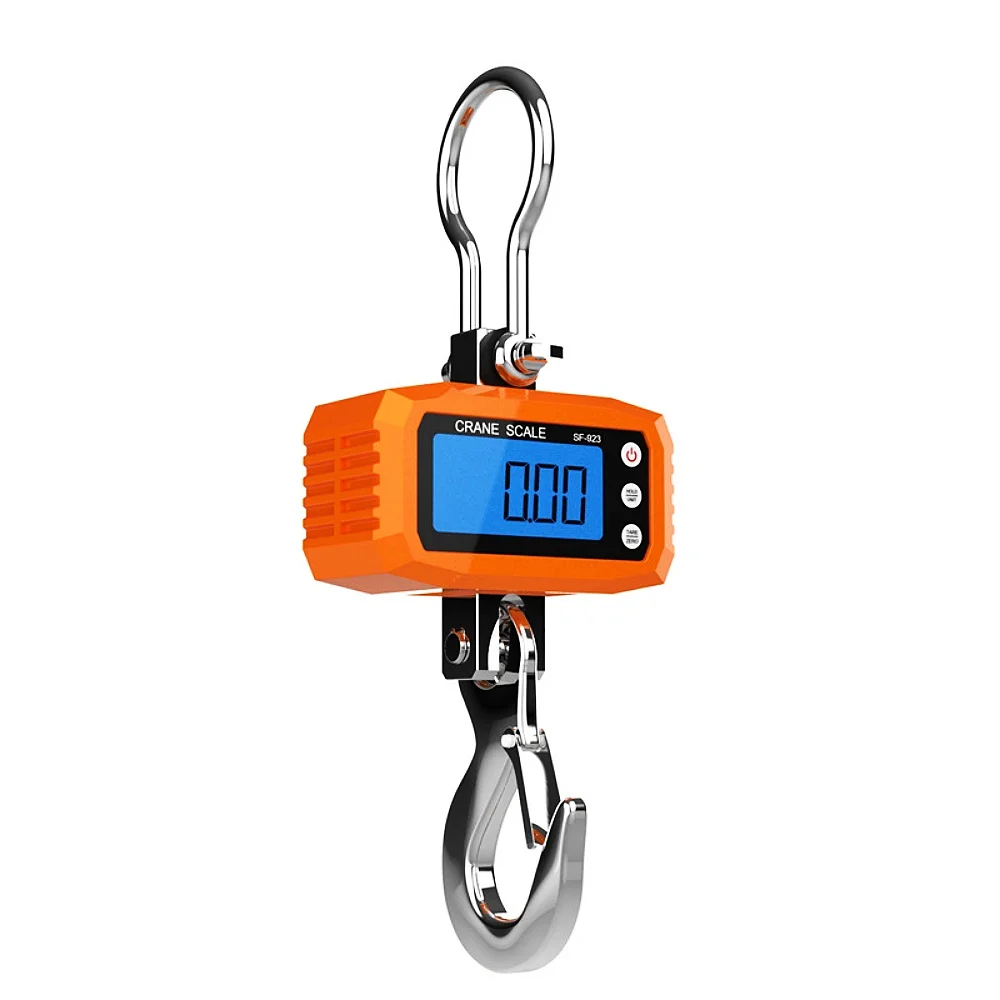 SF-923 Portable Electronic Crane Scale 500-1000kg Aluminum Shell Hanging Scale Stainless Steel Hook Digital Steelyard Hook Scale