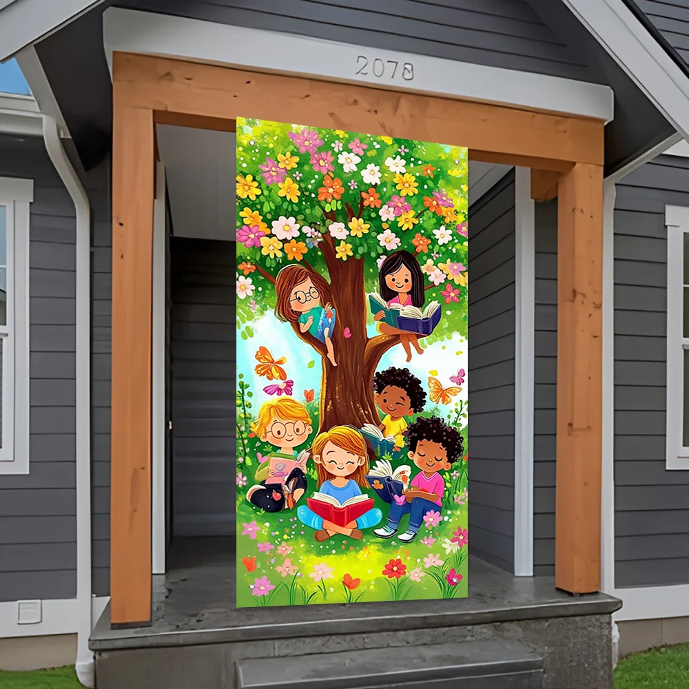 2D-Türbanner, 1-Feder-Türvorhang-Party-Banner – Polyester, geeignet für die Frühlingsdekoration und Fotografie-Hintergrund – Detail 5