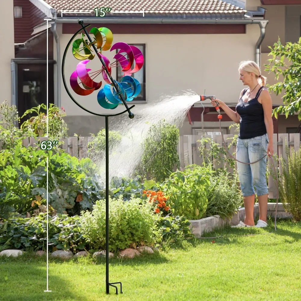 

US Shipping 63 Inch Large Metal Wind Spinner Kinetic Sculpture for Garden Yard Dual Direction 360 Spinning Weather Resistant