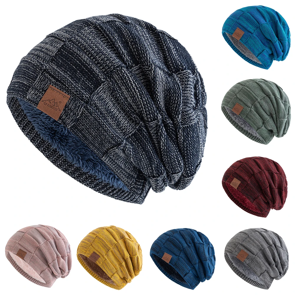 Hot Sale Women Winter Hats Fashion Slouchy Warm Beanie Female UP POSITIVE Brand Multicolor Mixing Color Design Streetwear Cap