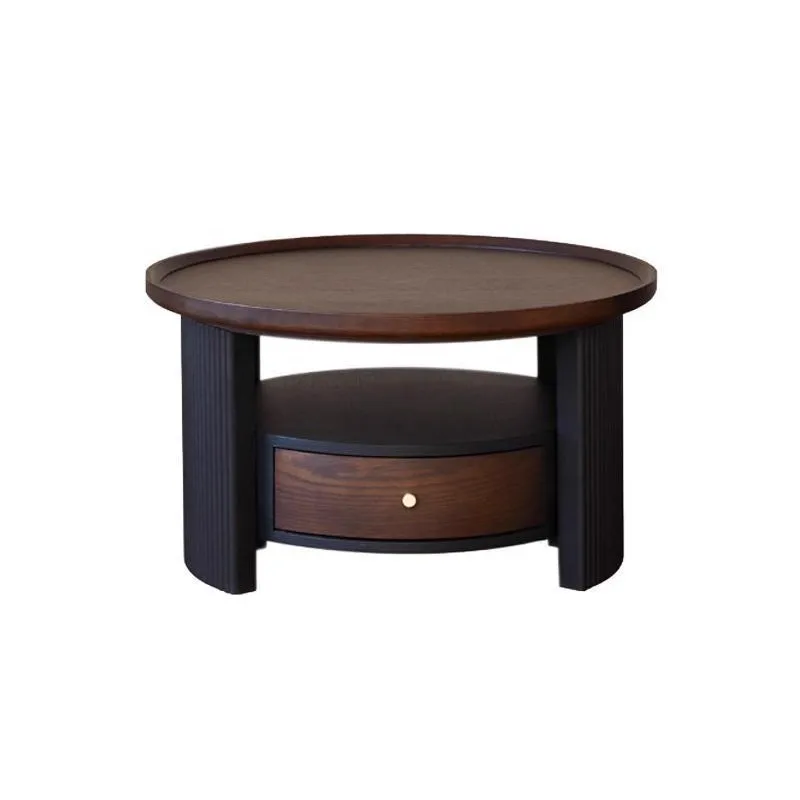 Streng ausgewählte französische Retro-Couchtisch-Seitenkombination aus Massivholz, kleiner Wohnzimmer-Sofa-Rundtisch