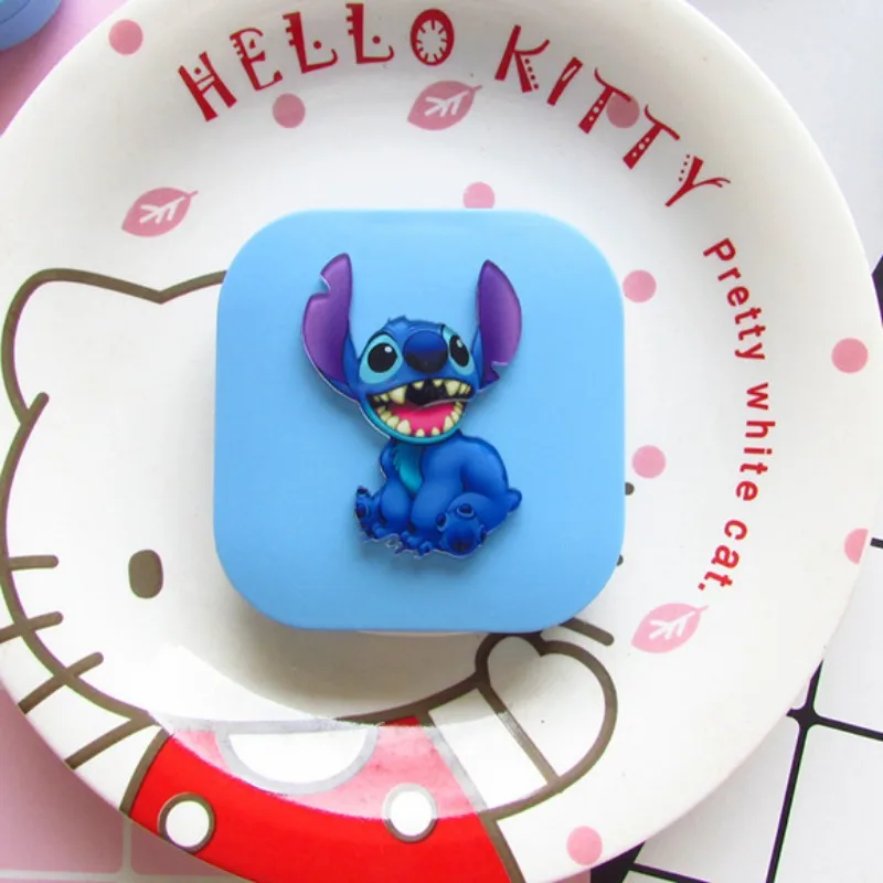 Disney Stitch Contact Lens Case Container Girls Travel Holder Storage Eye Container with Mirror Cartoon Beauty Eye Box Care Box