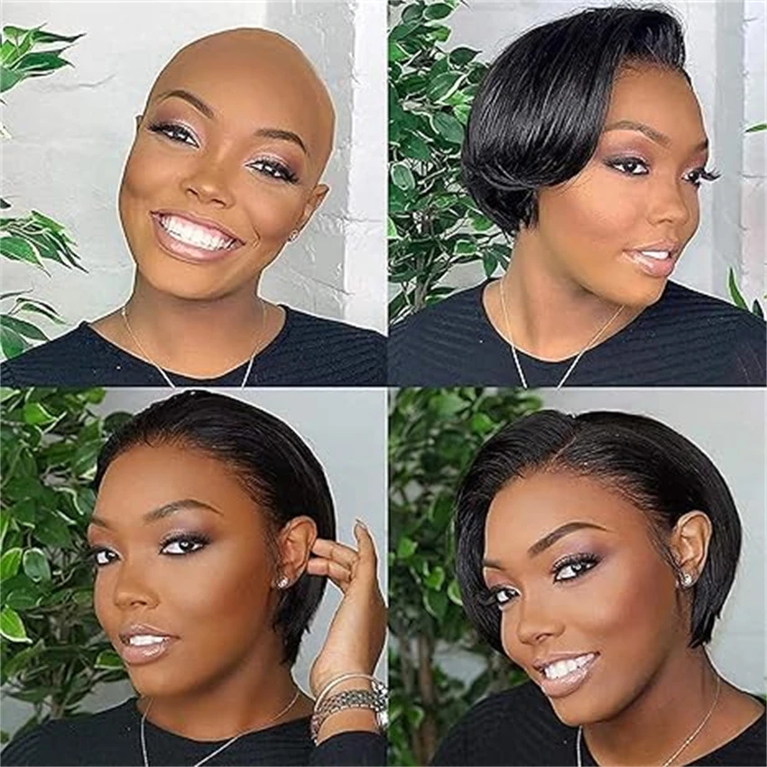 Pixie Cut Lace Front Wigs Human Hair Human Hair Short Bob Wigs Straight Wigs For Black Women Pre Plucked With Baby Hair