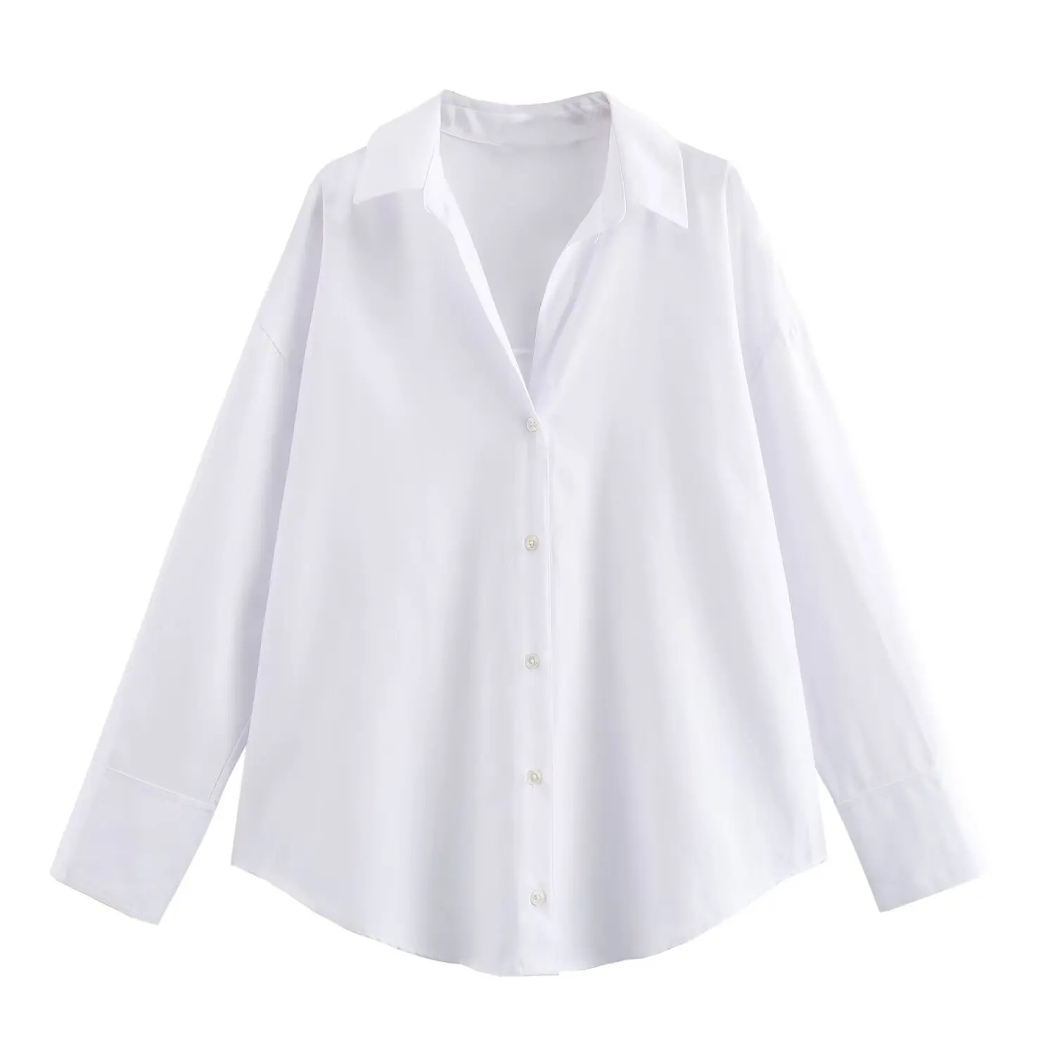 Tangada 2024 Women White Oxford Cotton Shirt Long Sleeve Female Oversized Blouse Tops 6X0324