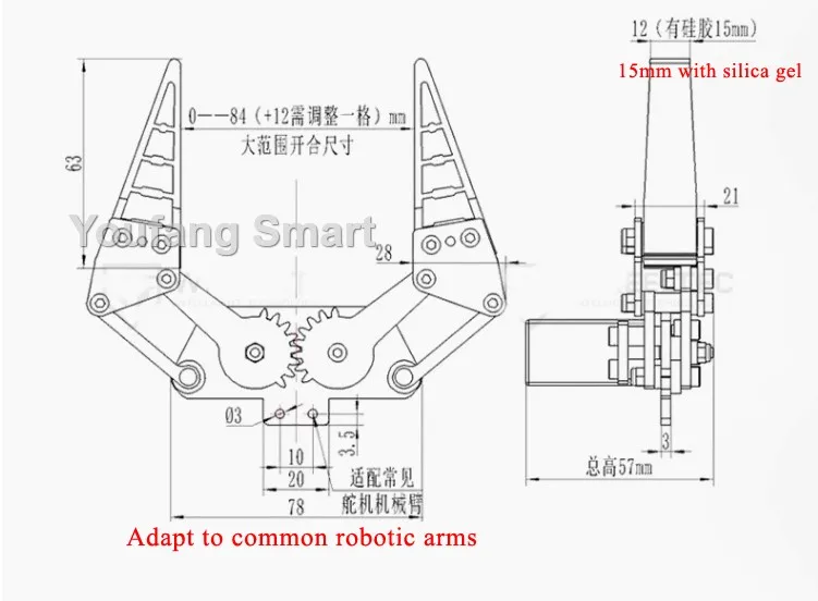 Neueste flexible roboter klaue bionic mechanischer arm finger mit silikon rutsch festem greifer pwn control servo programmier roboter kit – Detail 9