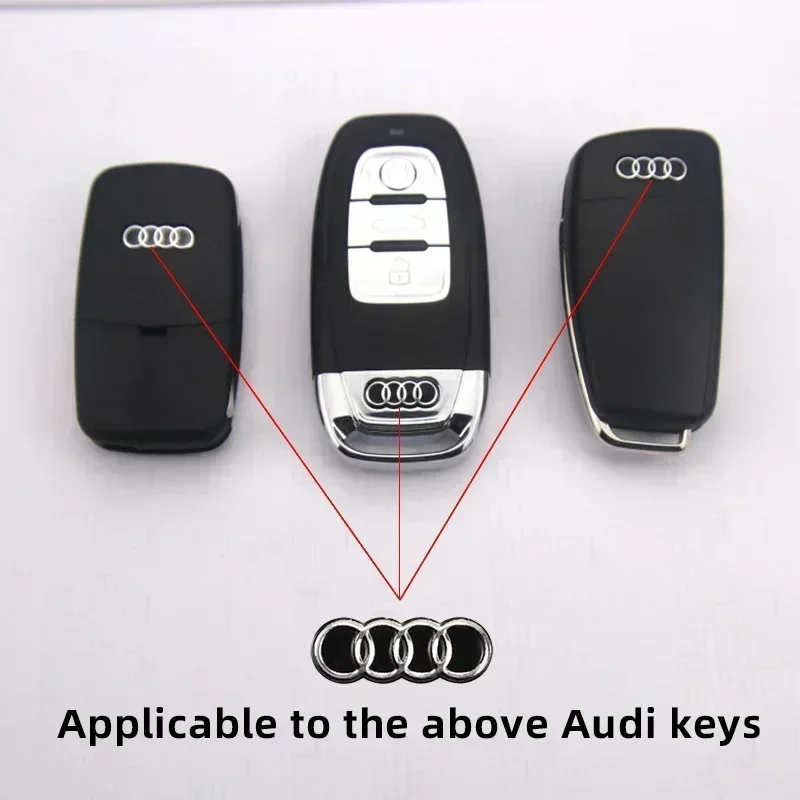 10Pcs Car Remote Key Sticker Aluminum Emblem Decoration Decal For Audi A3 A4 A6 A5 Q5 A1 Q7 Q3 TT SQ5 RSQ3 RSQ8 S3 S4 RS5 RS6 S7