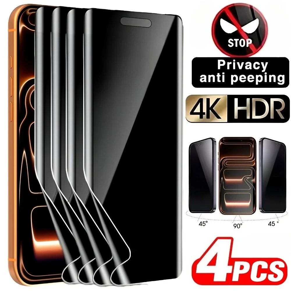 4 Stück Anti-Spy Hydrogel-Folie für iPhone 17 16 15 14 Pro Max Air 16 15 14 Plus Displayschutzfolie für iPhone 13 12 11 Pro XR XS Max