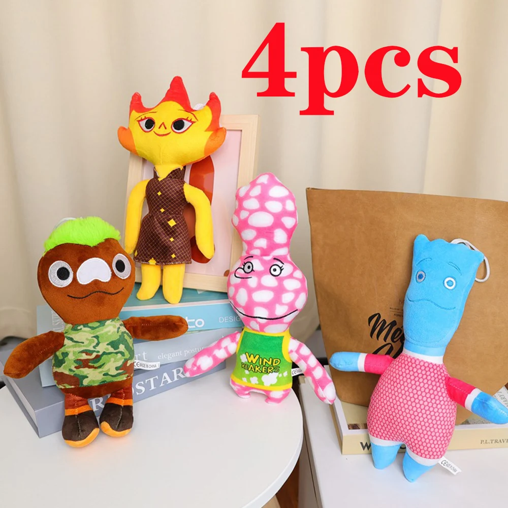 4pcs New Pixar Elemental Plush Toy Crazy Element City Plush Cartoon Stuffed Doll Toy Anime Dolls Gift for Birthday Gift