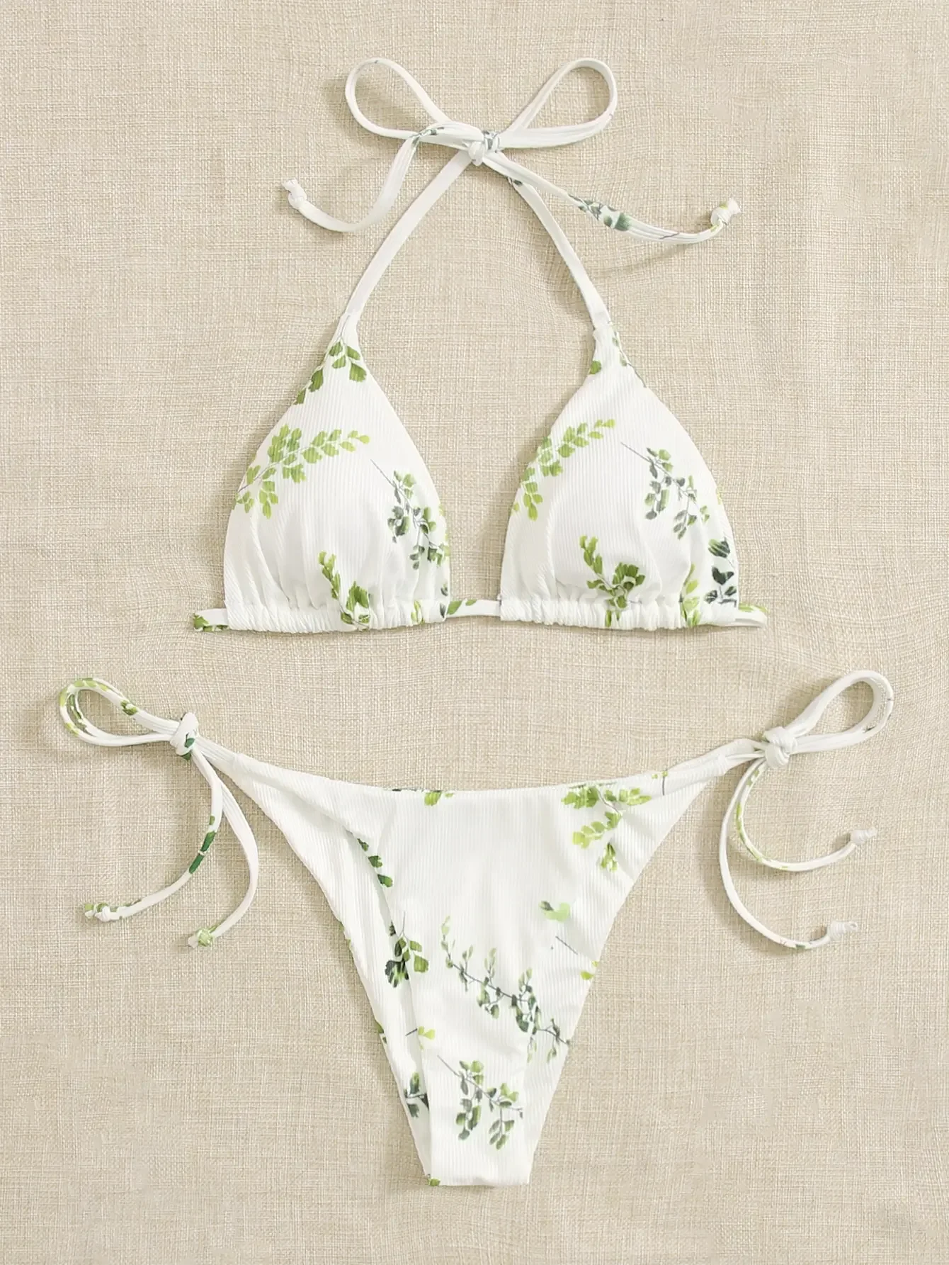 Bikini a due pezzi da donna con collo, reggiseno con bretelle, fondo a V, costumi da bagno e abbigliamento da donna
