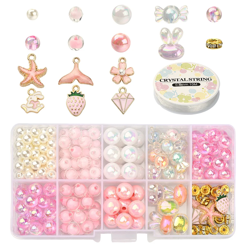 

1 set DIY Bracelet Tool Kit Beaded Making Acrylic Kits Girls Jewelry Supplies Lightweight Portable Cartoon Charm Craft Set Bead