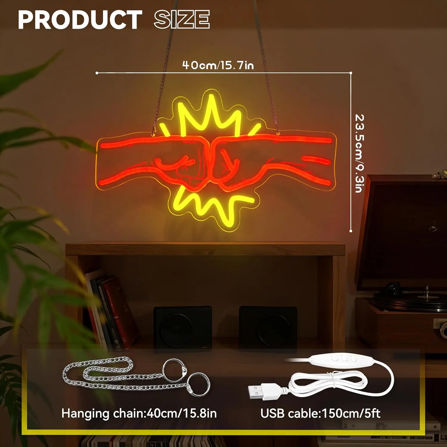 Neon Sign Fist Bump Dap, Lampu Neon untuk Dekorasi Dinding, Lampu Neon Ucapan untuk Kamar Tidur, Klub, Restoran, Toko, Dekorasi Pesta B