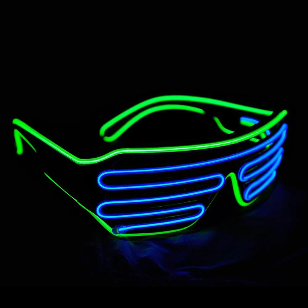 

Neon Rave Flashing Glasses, El Wire, LED Sunglasses, Light Up, DJ Costumes for Party,80s,EDM, RB03, Light Green - Blue