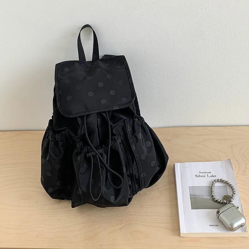 新しいポルカドットバックパック女性用軽量小型デイパックニッチデザイン学生スクールバッグ旅行ショルダーバッグ