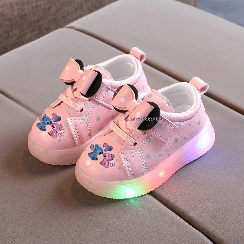 Lilo And Stitch Kids Glowing Sneakers Children LED Shoes Boy Girls Luminous Sport Shoes Baby Casual Sneakers Lighted Shoes