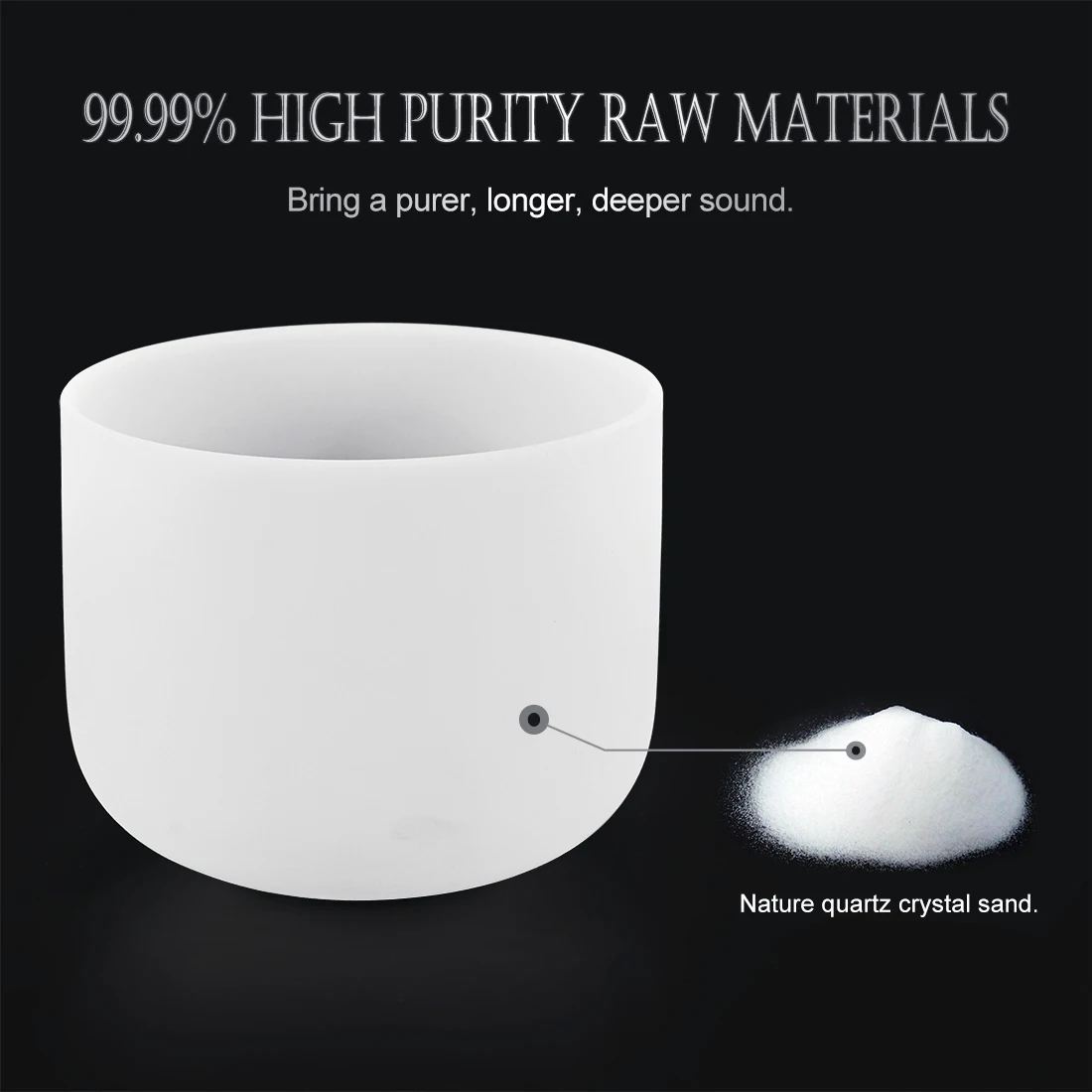 CVNC Perfect Pitch 11 Inch Chakra Frosted Quartz Crystal Singing Bowl for Sound Healing Instruments with Bag view 5