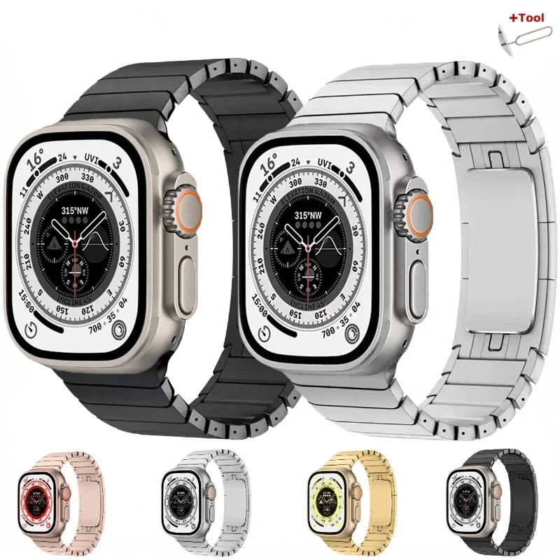 Original Edelstahlarmband für Apple Watch Ultra2 49 mm 46 mm 45 mm 41 mm 44 mm 40 mm Metallarmband Band iWatch 10 9 8 7 6 5 4 SE