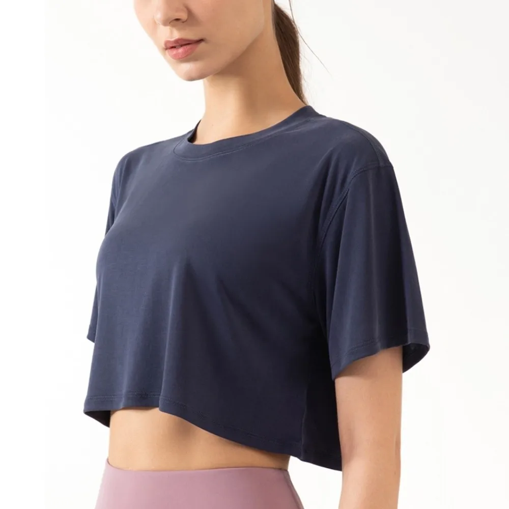 

Свободные спортивные топы для йоги с короткими рукавами, дышащий укороченный топ для тренировок, легкая удобная одежда для фитнеса, спортивные занятия