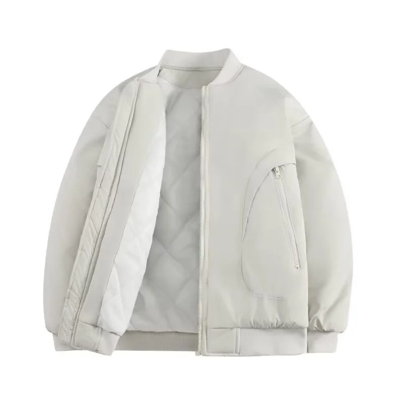 

Autumn Winter Thiened Bread Cotton Jaet ex Loose Bf Sle Baseball Collar Warm Cotton Coat Outerwear for Teens