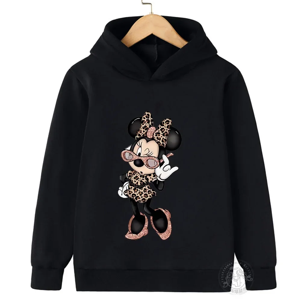 Disney Minnie Harajuku Children\'s Hoodie Girls Clothing Boys Infant Clothing Spring Autumn New Warm Sportswear Street Casual